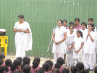 Independece Day- Principal Sharada Akka and students singing RBA prayer Independece Day- Principal Sharada Akka and students singing RBA prayer
